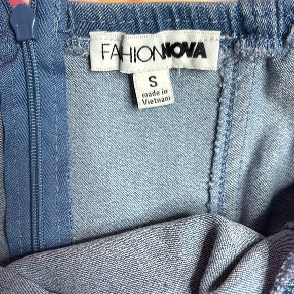 Denim Blue Romper with Belt Fashion Nova - Picture 4 of 4